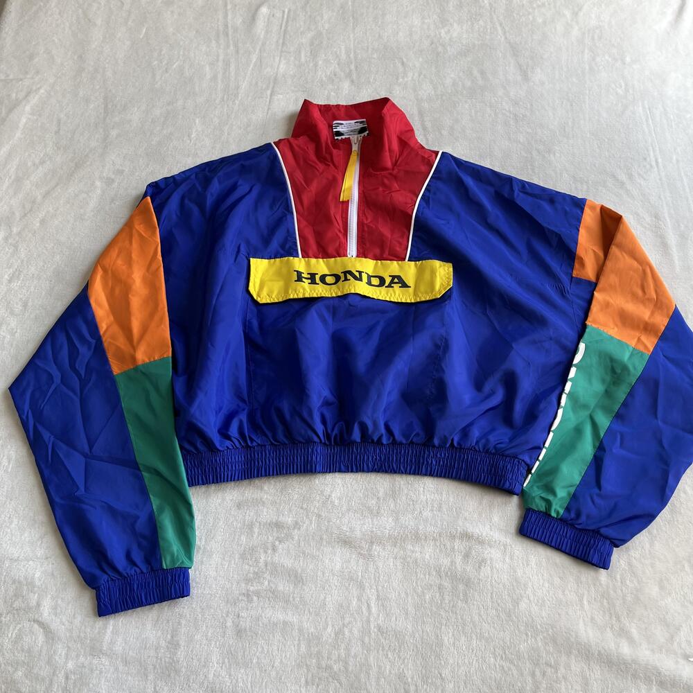 Honda Forever 21 Jacket Womens Medium Colorblock Racing 1/4 Zip Windbreaker